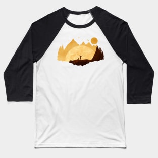 Woman and her dog enjoying the sunset Baseball T-Shirt